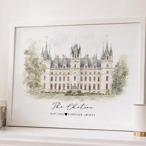 Watercolour Wedding Venue Print – Custom Wedding Gift, Anniversary Keepsake, Venue Portrait from Photo, Anniversary Gift, Valentines Gift, wedding gift, watercolour portrait, watercolour wedding portrait, bride & groom gift, gift for the couple
