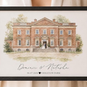 Watercolour Wedding Venue Print – Custom Wedding Gift, Anniversary Keepsake, Venue Portrait from Photo, Anniversary Gift, Valentines Gift, wedding gift, watercolour portrait, watercolour wedding portrait, bride & groom gift, gift for the couple