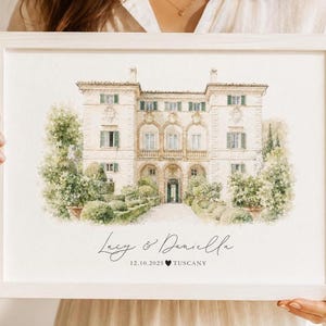 Watercolour Wedding Venue Print – Custom Wedding Gift, Anniversary Keepsake, Venue Portrait from Photo, Anniversary Gift, Valentines Gift, wedding gift, watercolour portrait, watercolour wedding portrait, bride & groom gift, gift for the couple
