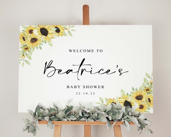 Baby Shower Sign Baby Shower Welcome Sign Baby Shower Sunflower