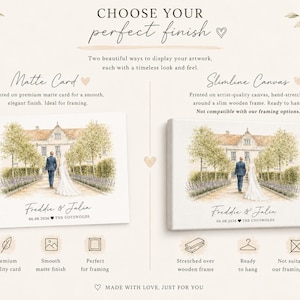 Impresión en acuarela del lugar de la boda: regalo de boda personalizado, recuerdo de aniversario, retrato del lugar a partir de una foto, regalo de aniversario, regalo de San Valentín. imagen 13