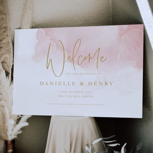 Wedding Welcome Sign, Blush Welcome to our Wedding Sign, Gold Wedding Sign, Elegant Wedding Sign, Modern Wedding Sign, Digital File