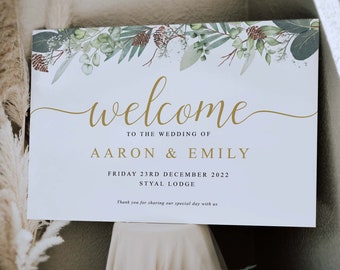 Christmas Wedding Welcome Sign, Festive Wedding Sign, Winter Wedding Welcome Sign Welcome to our wedding, Custom Wedding Day Welcome Sign