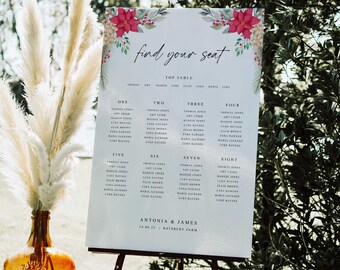 Christmas Wedding Seating Plan, Winter Wedding Wedding Seating Plan, Festive Wedding Table Plan, Wedding Table Plan, Table Plan