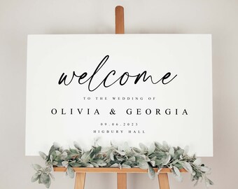 Wedding Welcome Sign, Personalised Welcome to our Wedding Sign, Welcome Sign, Custom Wedding Sign, Elegant Wedding Sign, Modern Wedding Sign