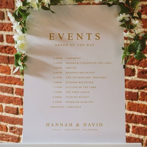 Order of the Day Wedding Sign, Personalised Wedding Sign, Wedding Timeline, Wedding Day Schedule, Wedding Itinerary, Wedding Programme Sign