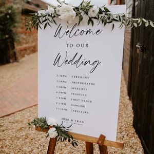 Orden del día signo de boda, signo de boda personalizado, cronograma de la boda, horario del día de la boda, itinerario de la boda, signo del programa de bodas