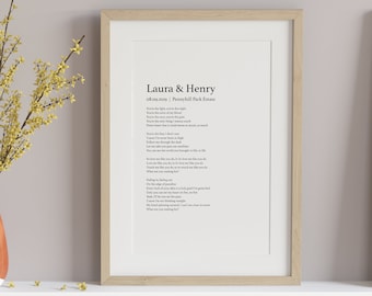 Wedding Song Print, First Dance Lyrics, Lyrics Print, Custom Song Lyric Print, Wedding Gift, Anniversary Gift, Our Song, Valentines, Paper