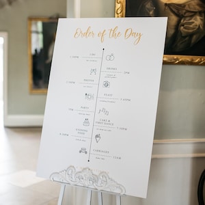 Wedding Order of the Day Sign, Wedding Order of Events Sign, Wedding Timeline, Wedding Day Schedule, Wedding Day Timeline, Wedding Programme