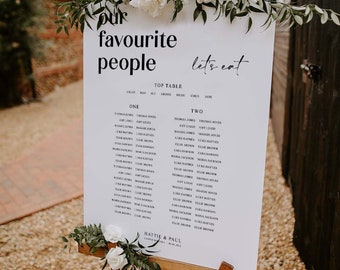 Wedding Seating Plan, Wedding Seating Chart, Our Favourite People Sign, Wedding Table Plan, Banquet Layout, Foamex Board, Digital File