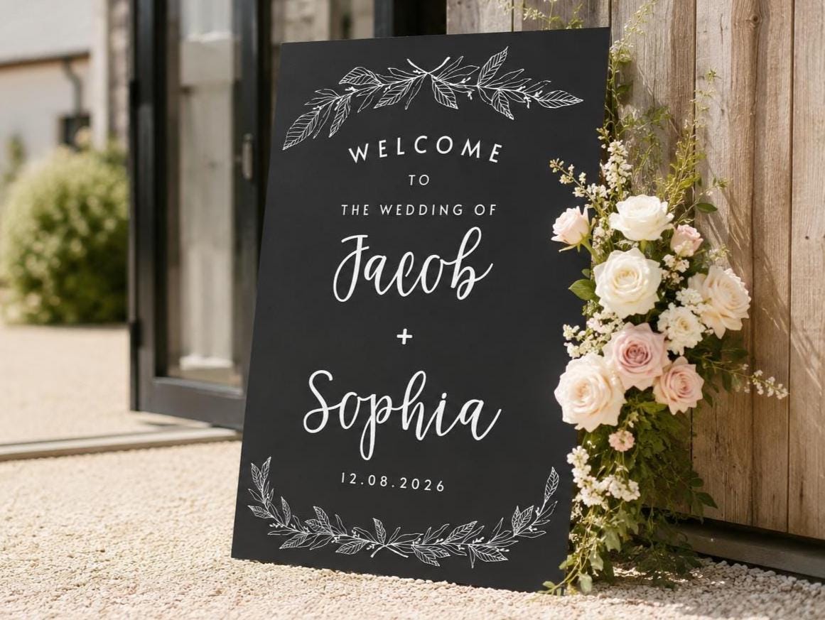 【受注製作品】Wedding Welcome Board Welcome Wedding Sign, Wedding Welcome Sign, Black Wedding Sign