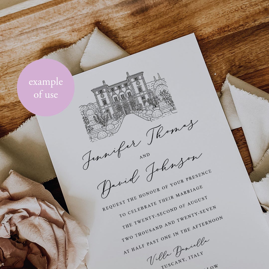 Wedding Venue Illustration, Custom Drawing From Photo, Hand Drawn Venue ...