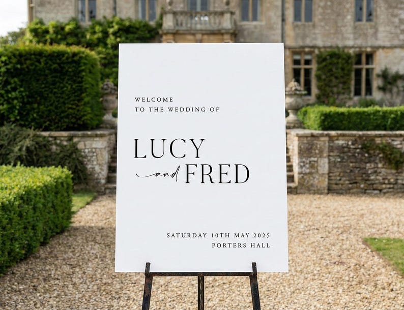 Wedding Welcome Sign, Personalised Welcome to our Wedding Sign, Welcome Sign, Custom Wedding Sign, Elegant Wedding Sign, Modern Wedding Sign