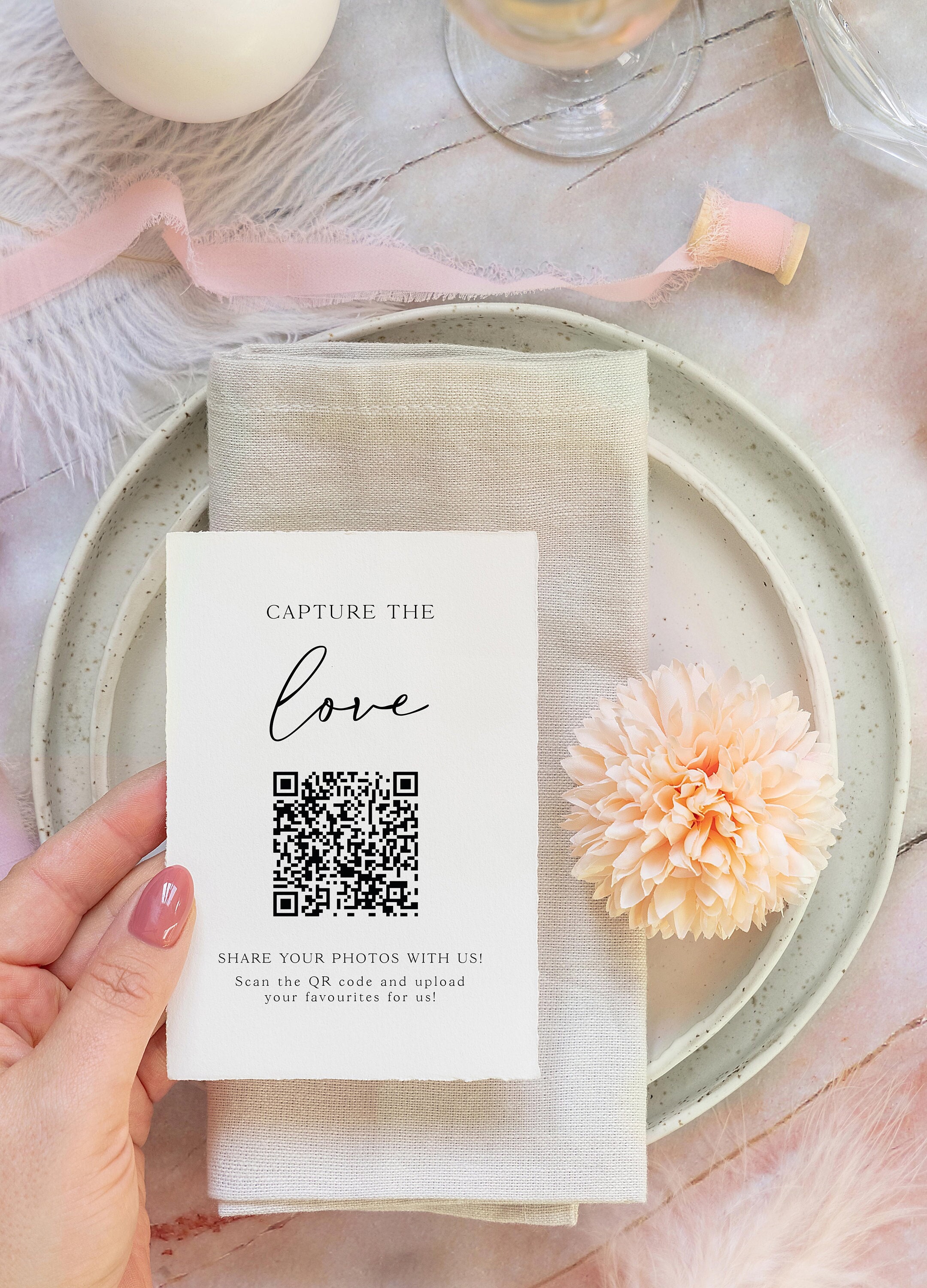 Capture the Love QR Code, Wedding Photo Signs, Share the Love