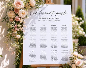 Wedding Seating Plan, Wedding Seating Chart, Our Favourite People Sign, Wedding Table Plan, Seating Chart, Foamex Seating Plan, Digital File