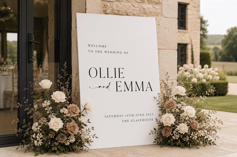 Wedding Welcome Sign, Personalised Welcome to our Wedding Sign, Welcome Sign, Custom Wedding Sign, Elegant Wedding Sign, Modern Wedding Sign image 1