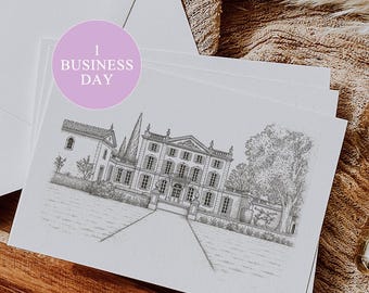 Wedding Venue Illustration, Custom Drawing from Photo, Hand Drawn Venue Sketch, Wedding Venue Drawing, Wedding Drawing, 1st Anniversary Gift