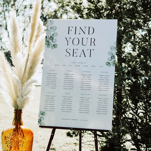Plan de asientos para bodas, Tabla de asientos para bodas, Plan de mesa de bodas, Plan de mesa botánico, Boda verde, Plan de asientos de Foamex, Archivo digital