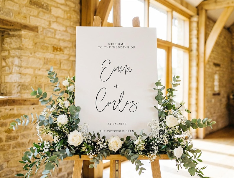 Wedding Welcome Sign, Personalised Welcome to our Wedding Sign, Simple Wedding Sign, Modern Wedding Sign, A1 A2 Wedding Sign, Cotswold wedding