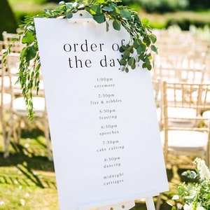 Order of the Day Wedding Sign, Personalised Wedding Sign, Wedding Timeline, Wedding Day Schedule, Wedding Itinerary, Wedding Programme Sign