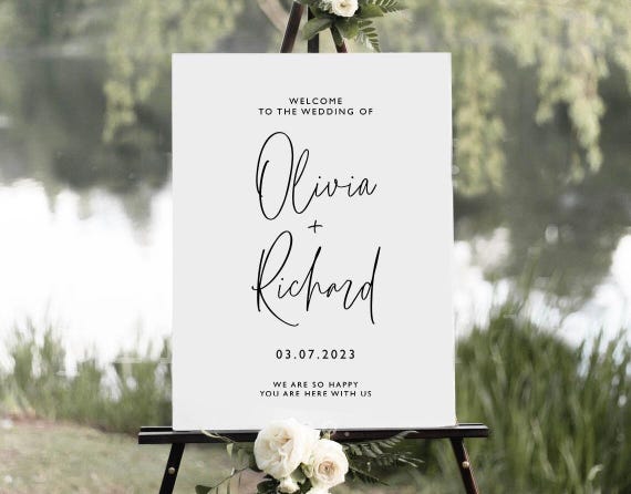 Wedding Welcome Sign, Personalised Welcome to our Wedding Sign, Simple Wedding Sign, Modern Wedding Sign, A1 A2 Wedding Sign