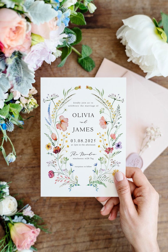 Wildflowers Wedding Invites, Floral Wedding Invites, Country Wedding Invites, Boho Wedding Invites, Festival Wedding Invites, Digital File