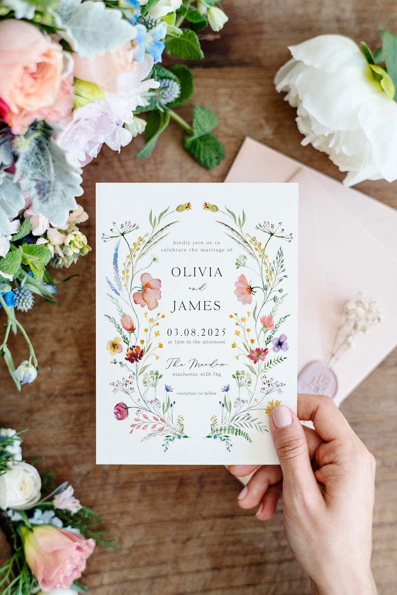 Wildflowers Wedding Invites, Floral Wedding Invites, Country Wedding Invites, Boho Wedding Invites, Festival Wedding Invites, Digital File