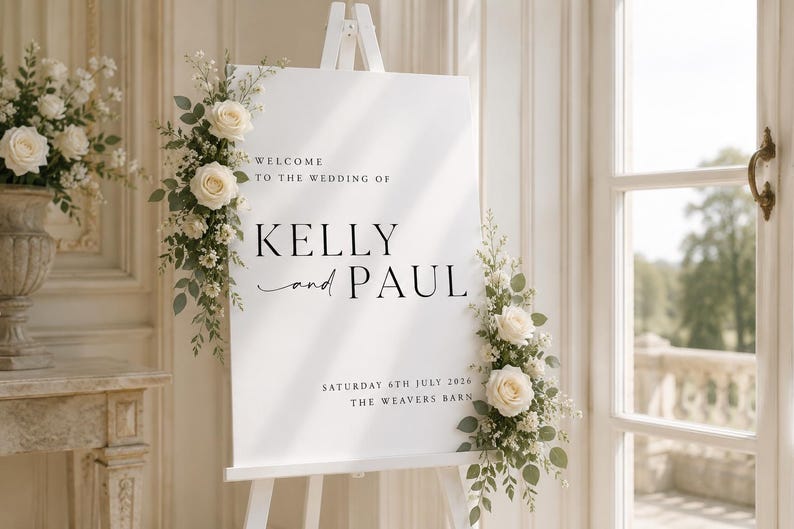 Wedding Welcome Sign, Personalised Welcome to our Wedding Sign, Welcome Sign, Custom Wedding Sign, Elegant Wedding Sign, Modern Wedding Sign