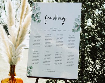 Wedding Seating Plan, Wedding Seating Chart, Wedding Table Plan, Botanical Table Plan, Greenery Wedding, Foamex Seating Plan, Digital File