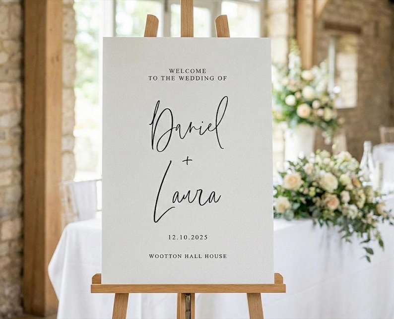 Wedding Welcome Sign, Personalised Welcome to our Wedding Sign, Simple Wedding Sign, Modern Wedding Sign, A1 A2 Wedding Sign