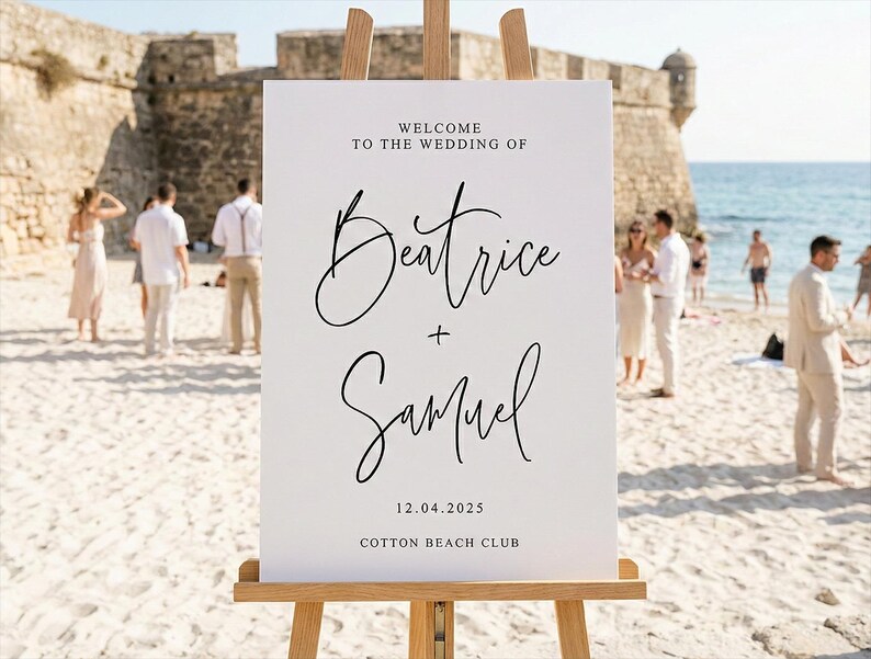 Wedding Welcome Sign, Personalised Welcome to our Wedding Sign, Simple Wedding Sign, Modern Wedding Sign, A1 A2 Wedding Sign, beach wedding sign