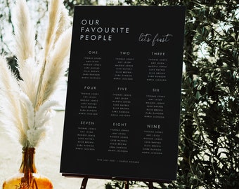 Wedding Seating Chart, Wedding Seating Plan, Seating Chart, Wedding Table Plan, Black Table Plan, Foamex Seating Plan, Digital File