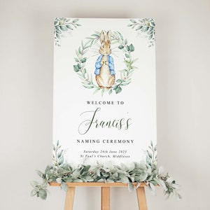 Peter Rabbit battesimo segno di benvenuto, segno di battesimo, segno di benvenuto battesimo, segno di cerimonia di denominazione, segno di benvenuto cerimonia di denominazione