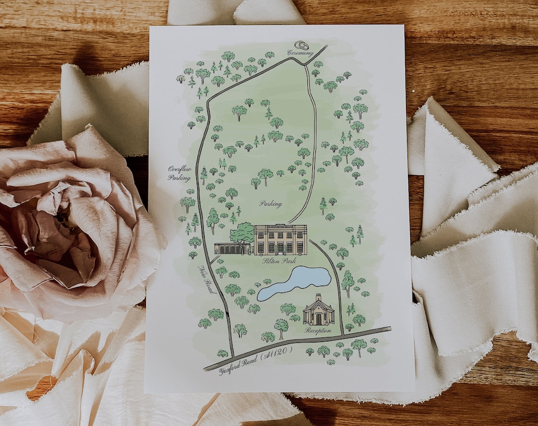 Wedding Map Illustration, Wedding Venue Map Drawing, Wedding Venue Map ...