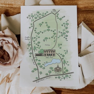 Bruiloft Kaart Illustratie, Trouwlocatie Kaart Tekening, Trouwlocatie Kaart Illustratie, Trouwlocatie Tekening, Aangepaste Bruiloft Kaart Illustratie