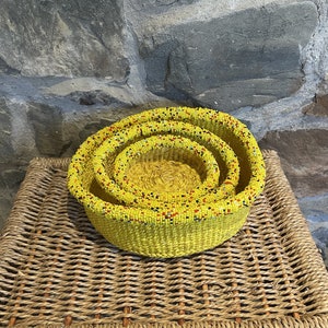 Beaded Bread Baskets Hand Made from  Sisal Singles and Sets