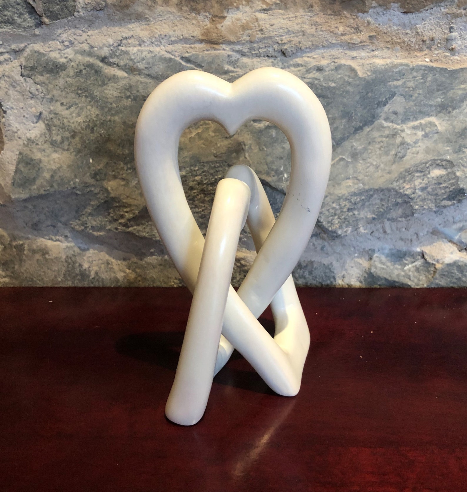 Hand Carved Soapstone Heart Love Knot 6 Inch Etsy