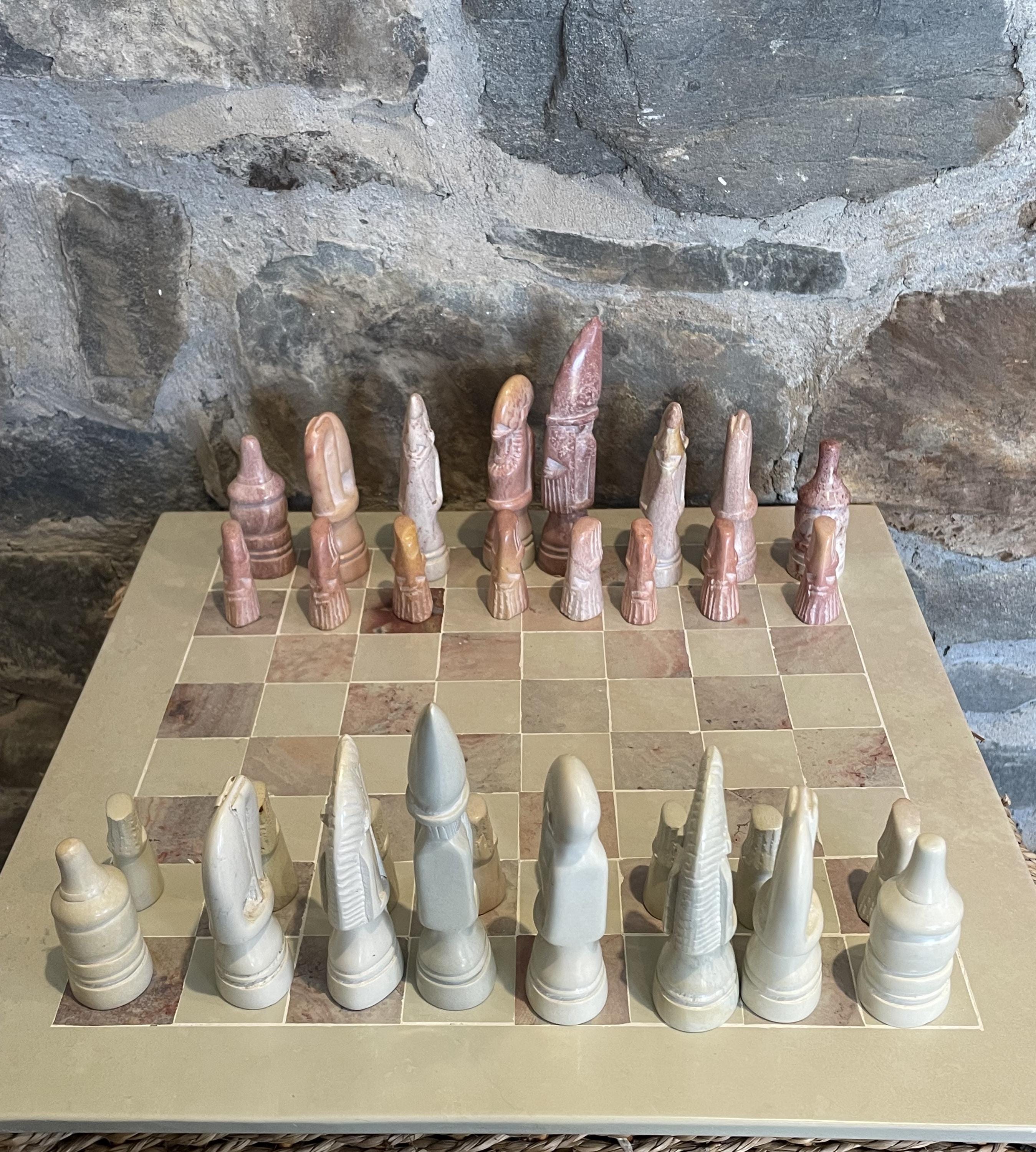 Tribal Soapstone Chess Set 14 Inch African Hand Carved - Etsy