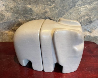 Hand Carved Abstract Soapstone Elephant Bookends (4 inch)