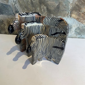 Zebra Soapstone Sculpture (3 piece)