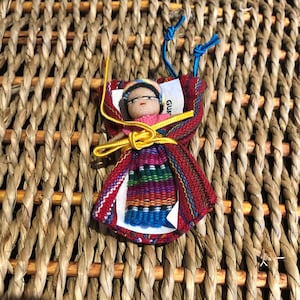 Single Guatemalan Worry Doll in a Textile Pouch (6 cms)