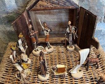 African Nativity Set with Stable