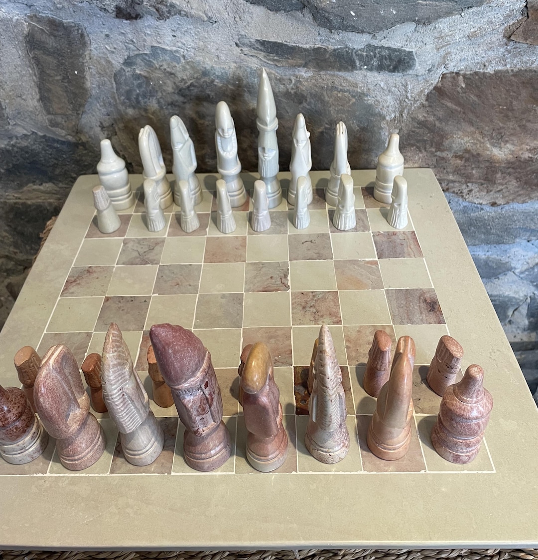 Tribal Soapstone Chess Set 14 Inch African Hand Carved - Etsy