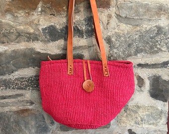 African Close Woven Sisal Zipped and Lined Kiondo Shoulder Bag