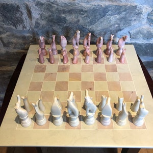 Animal Chess set (14 inch) with Banana Fibre Pieces Box African Hand Carved