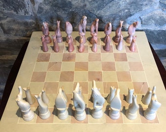 Animal Chess set (14 inch) with Banana Fibre Pieces Box African Hand Carved
