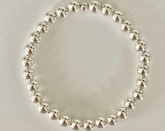 6mm Sterling Silver Bead Bracelet