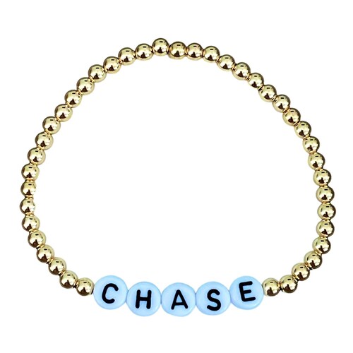 Gold Bracelet With White Letter Beads Etsy