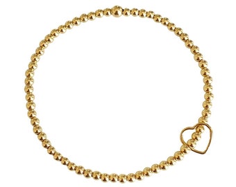 Gold Bracelet with Floating Heart Charm