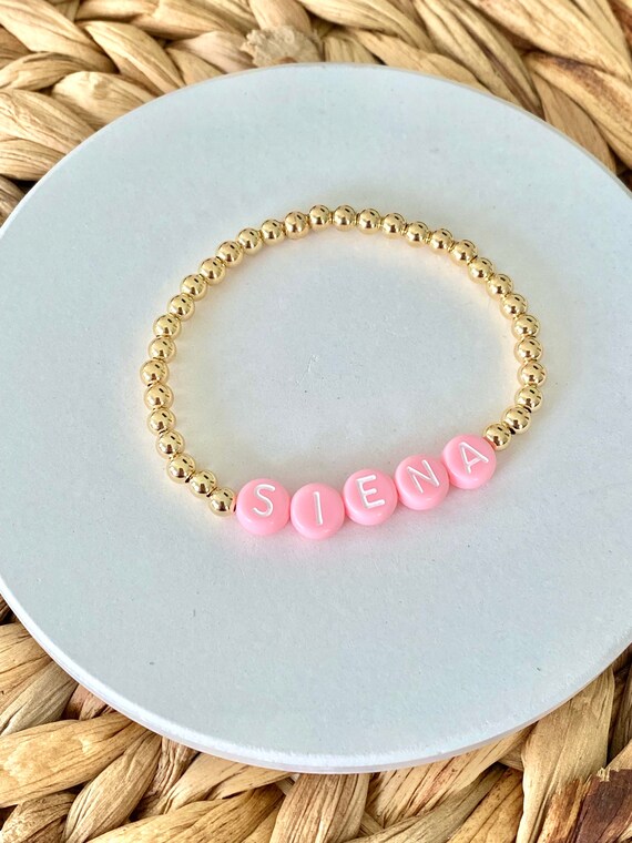 Childrens gold name bracelet clearance